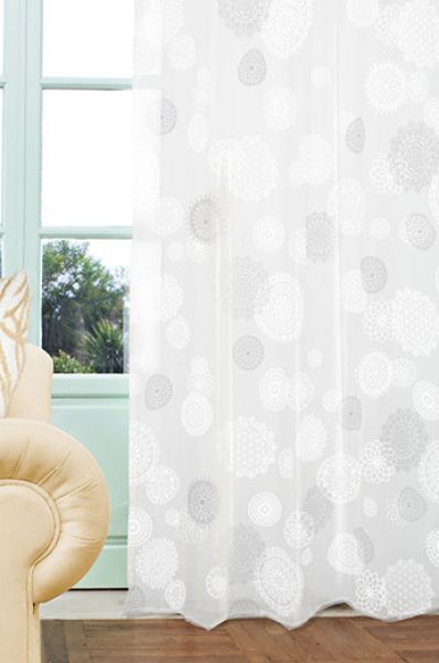 Gardinen 'Mira' - wei� bedruckt wei�er Mandala-Print