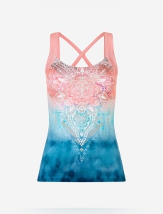 Yoga Top &quote;Mandala&quote; indigo/peach