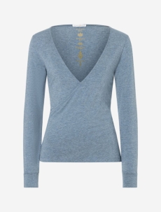 Wickeltop &quote;Abala&quote; - blau-melange - Bambus-Zellstoff