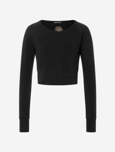 Crop Shirt langarm &quote;Jathara&quote; - schwarz