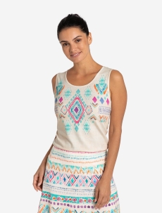 Top - be happy - natur/bunt