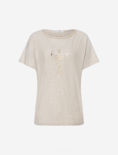 Shirt women beige-melange gold