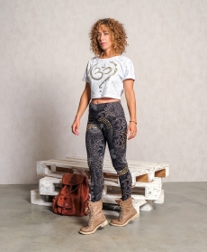 Crop Shirt &quote;OM Time&quote; wei�-gold