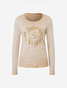 Langarm-Shirt &quote;OM Mandala&quote; sand