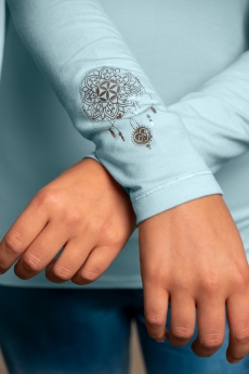 Langarm-Shirt &quote;Chakra Flower&quote; - blue breeze