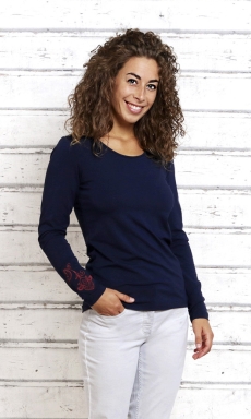 Langarm-Shirt &quote;Chakra Flower&quote; - dunkelblau