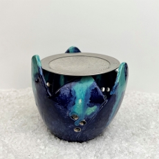 Räucherofen Magnolie (türkis, blau) - inkl. Teelicht, Sieb und Sand