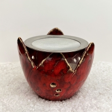 Rucherofen Magnolie (granat, rot) - inkl. Teelicht, Sieb und Sand