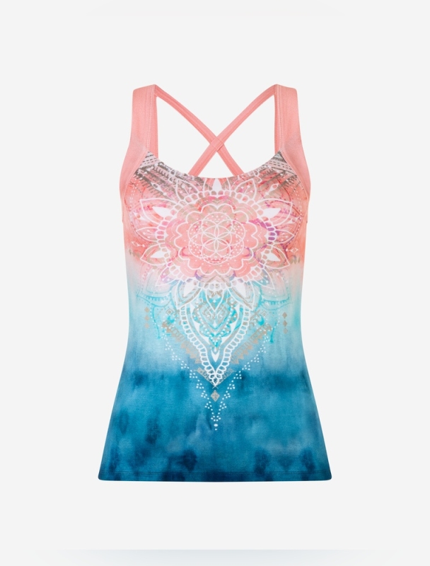 Yoga Top &quote;Mandala&quote; indigo/peach