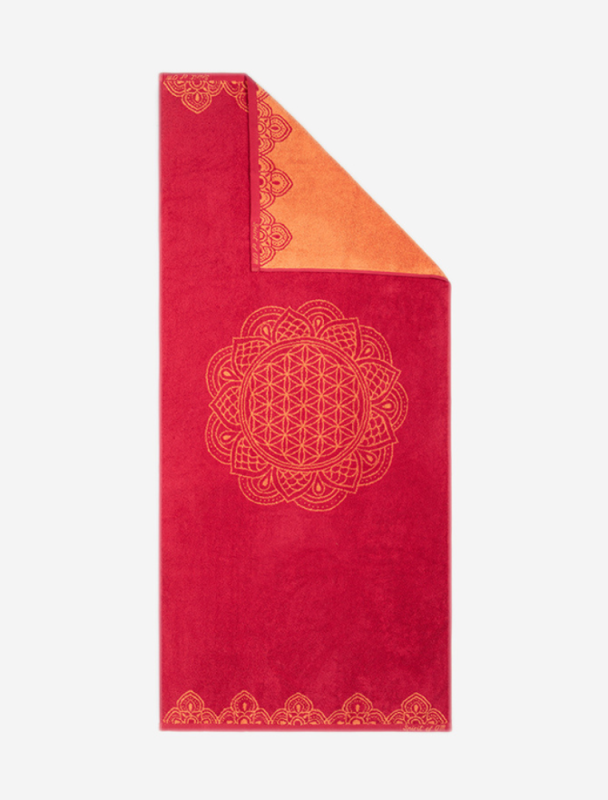 Frotteet�cher &quote;Happy Flower of Life&quote; rubinrot/koralle