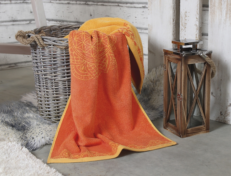 Frotteet�cher &quote;Happy Flower of Life&quote; sonnengru�/koralle