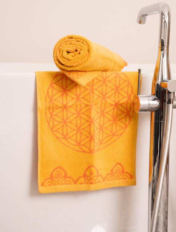 Frotteet�cher &quote;Happy Flower of Life&quote; sonnengru�/koralle