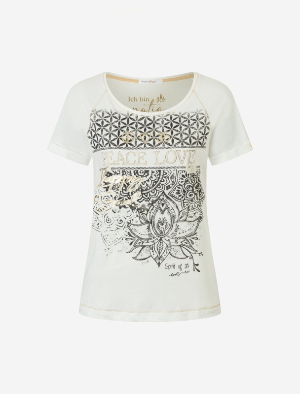 Raglan-Shirt &quote;Peace-Love&quote; natur-schwarz-gold