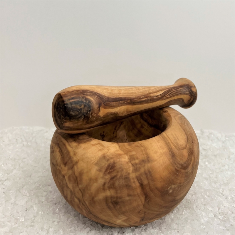 Olivenholzmrser mit Stsel Gre &quote;L&quote;