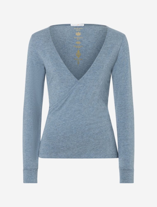 Wickeltop &quote;Abala&quote; - blau-melange - Bambus-Zellstoff