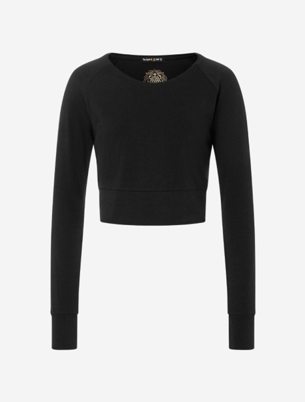 Crop Shirt langarm &quote;Jathara&quote; - schwarz
