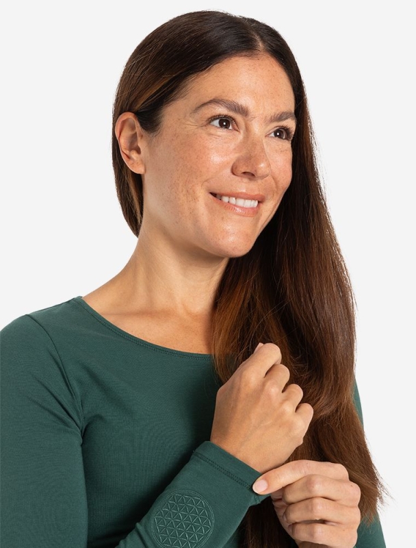 Langarm-Shirt &quote;Mabu Chakra&quote; - smaragd