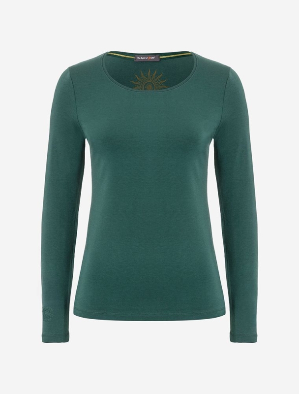 Langarm-Shirt &quote;Mabu Chakra&quote; - smaragd