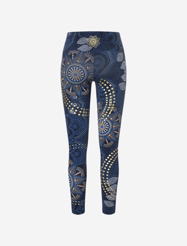 Yoga Leggings &quote;Maui&quote; - tiefblau-natur