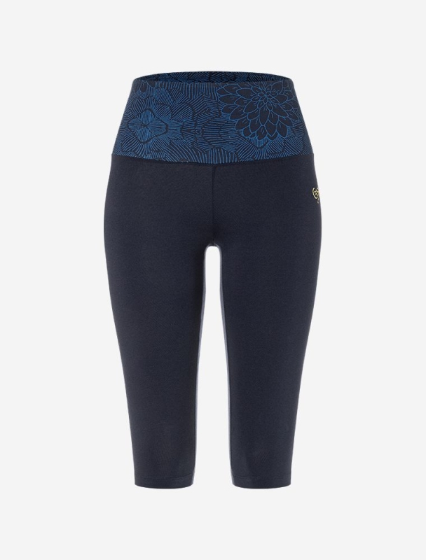 Yoga Leggings Capri Madhya &quote;Madhu&quote; - tiefblau