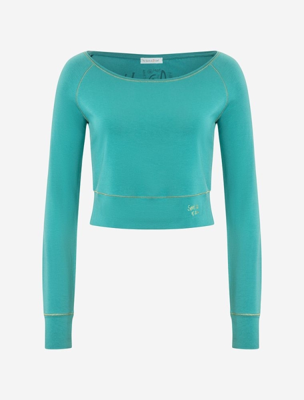 Longsleeve &quote;Crop Shirt&quote; Bambus green