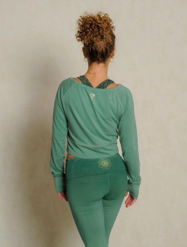 Longsleeve &quote;Crop Shirt&quote; Bambus green