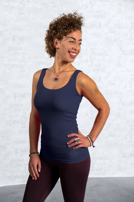 Top Bambus &quote;Blume des Lebens&quote; - dunkelblau