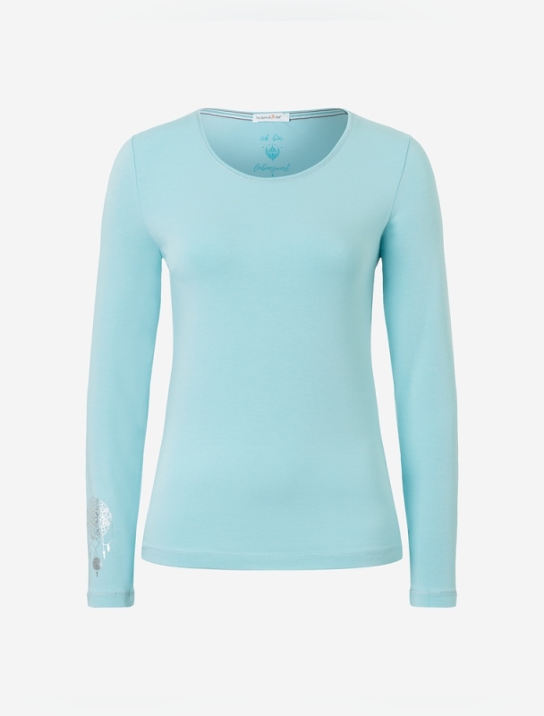 Langarm-Shirt &quote;Chakra Flower&quote; - blue breeze