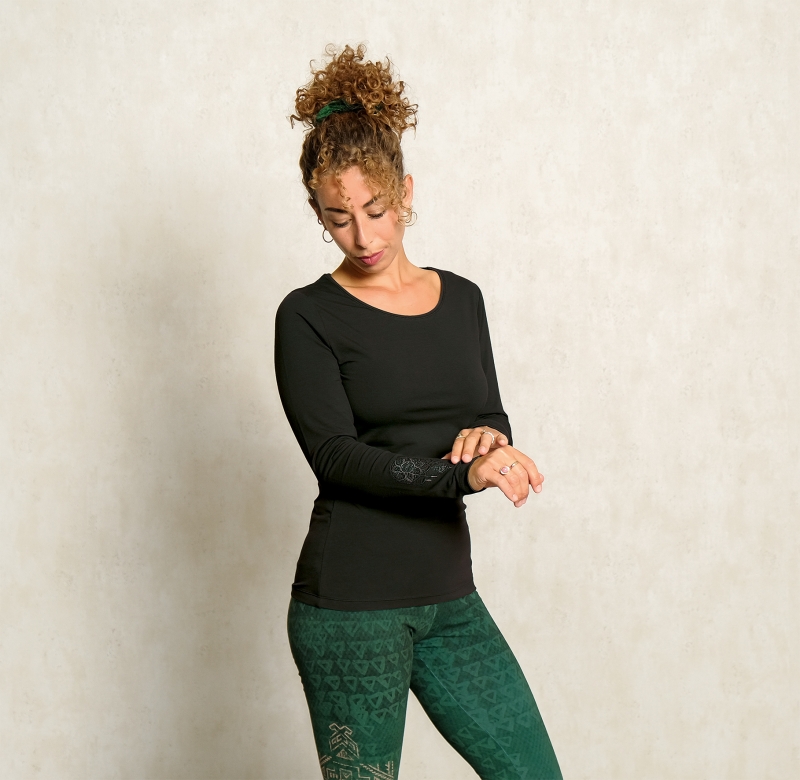 Langarm-Shirt &quote;Chakra Flower&quote; - dunkelblau