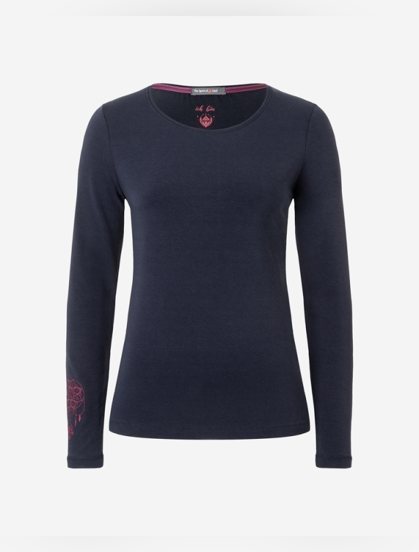 Langarm-Shirt &quote;Chakra Flower&quote; - dunkelblau