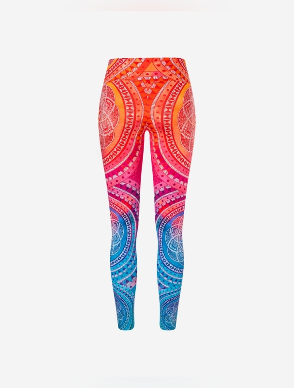 Yoga-Leggings &quote;Indian Spirit&quote; - pink-mango-blue