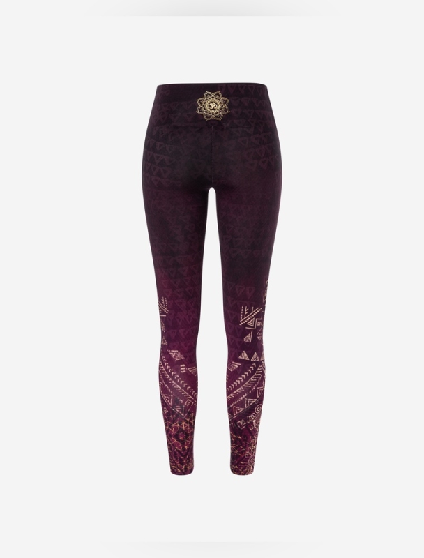 Yoga-Leggings &quote;Buddhi&quote; aubergine