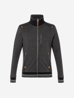 Sweatjacke men schwarz-melange mit Stehkragen