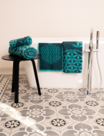 Frotteetcher Blume des Lebens kiesel/silbergrau