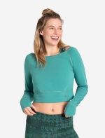 Longsleeve &quote;Crop Shirt&quote; Bambus green