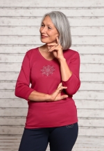 3/4-Arm-Shirt &quote;Flower of Harmony&quote; - rosenrot